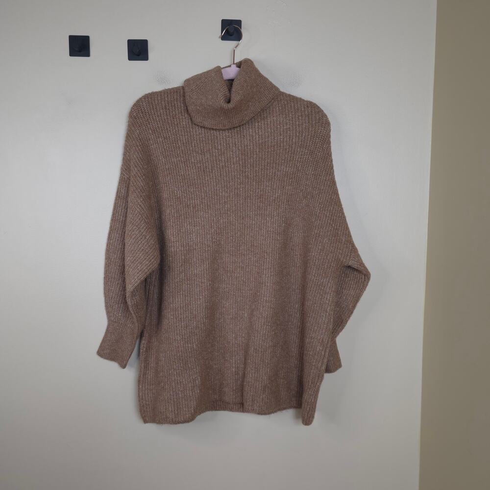 Mango Turtleneck Knit Sweater in Camel Size M